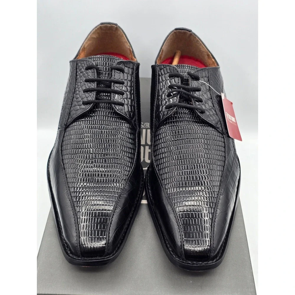 Stacy Adams Turano Dress Shoes Mens 11 M Black Lizard Croc Print -New
